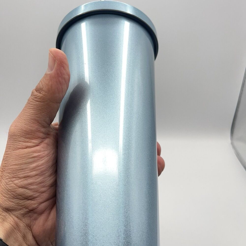 Dunkin Donuts 24oz Stainless Steel Sipper Tumbler Iridescent Blue EUC - Picture 11 of 16